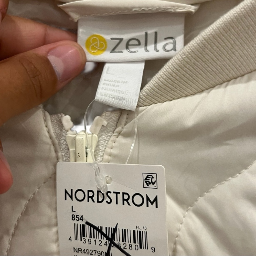 Zella Cream Longline Quilted Jacket Size Large NWT - Picture 4 of 6